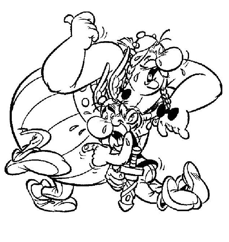 coloriage Asterix et obelix mort de rire